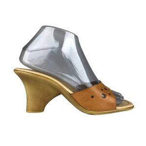 Jonathan Martin Womens Brown Spool Heel Slip On Slide Sandals Size EUR 37 US 6.5